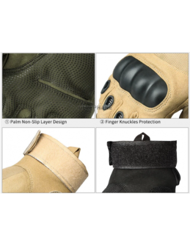 Guantes tacticos Beige Sin dedos